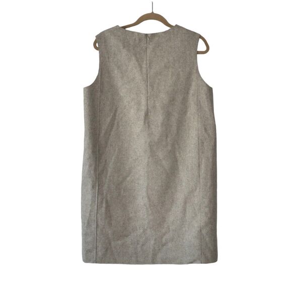 COS US Sz 12 Beige Wool Blend Minimalist Sleeveless Jumper Dress Light Academia - Picture 4 of 7
